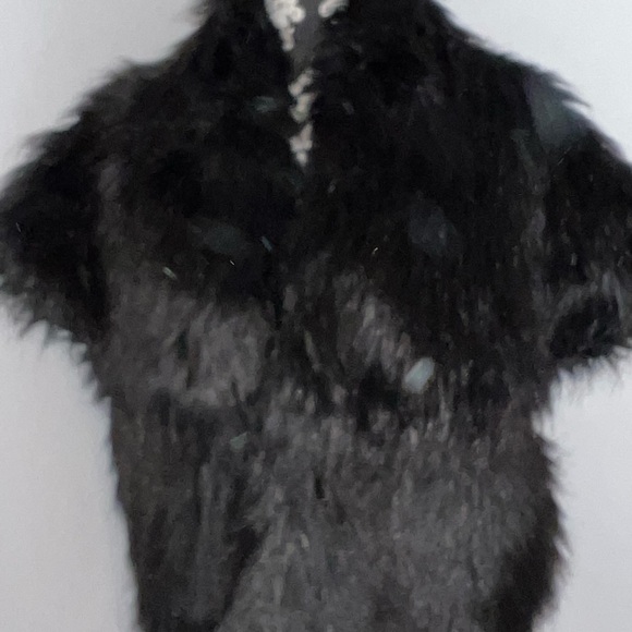 Marc Bouwer Black Faux Fur Chic Glam Furry Capalet Jacket Sz XL Cape - Picture 3 of 11